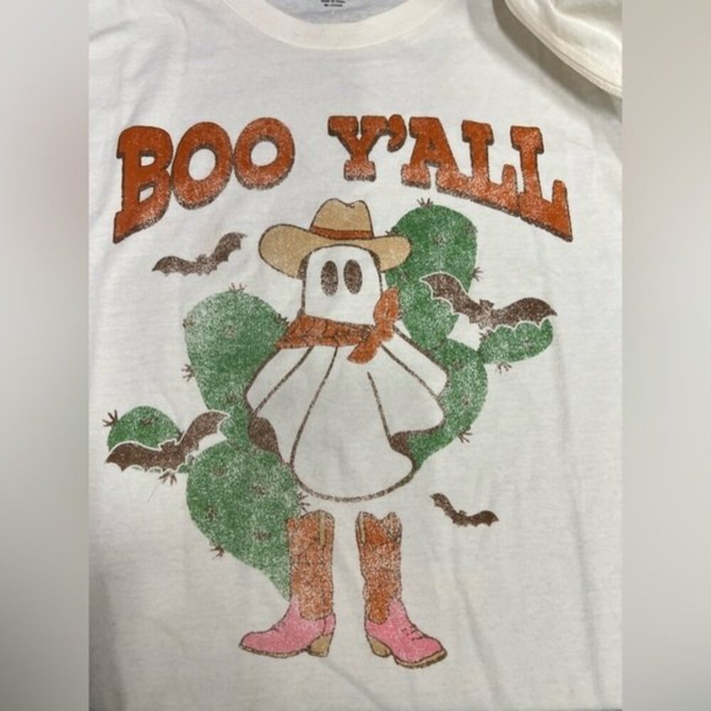 BOO Y’ALL Ghost Cowboy Sz 2X Unisex Halloween Short Sleeved T-shirt